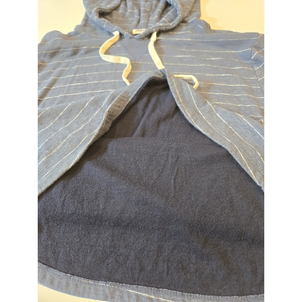 Marine Layer Navy Blue Striped Hooded Long Sleeve Shirt - Picture 7 of 16